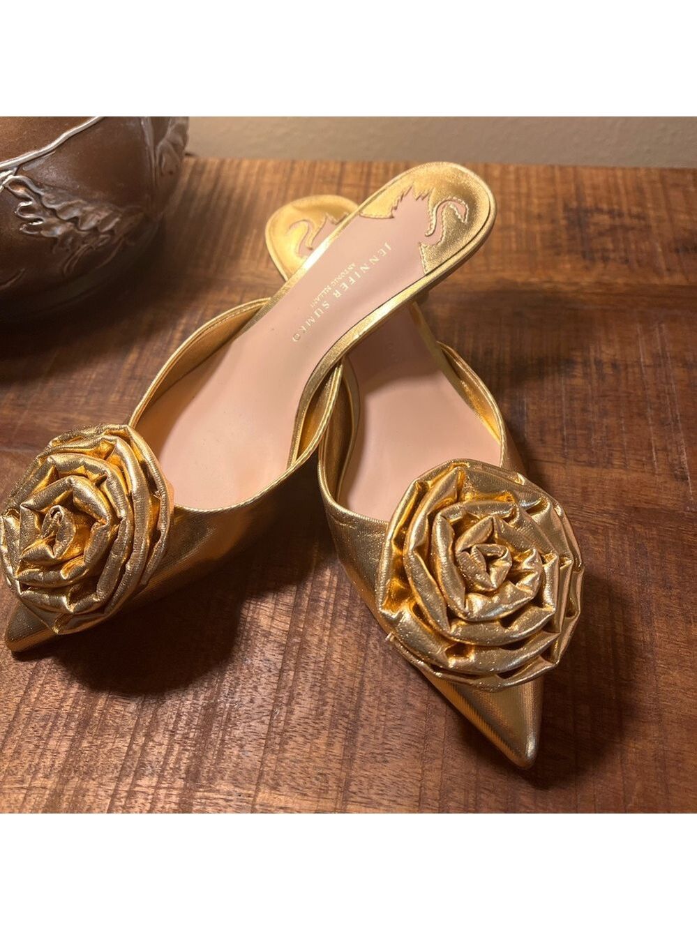 NWOB $129 Antonio Melani x Jennifer Sumko Jensy Metallic Flower Dress Mules - Picture 6 of 10